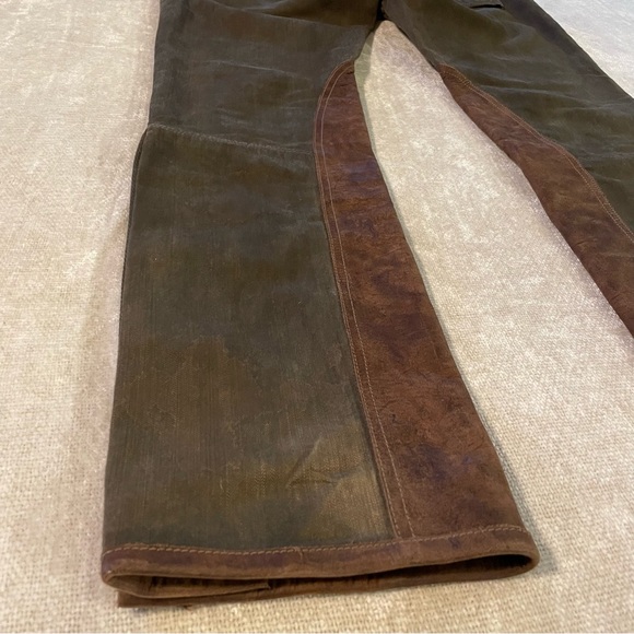 Ralph Lauren🐴 4 Button Fly|Leather Chaps|Olive Grn|Denim Equestrian Pants Sz 31 - Picture 9 of 15